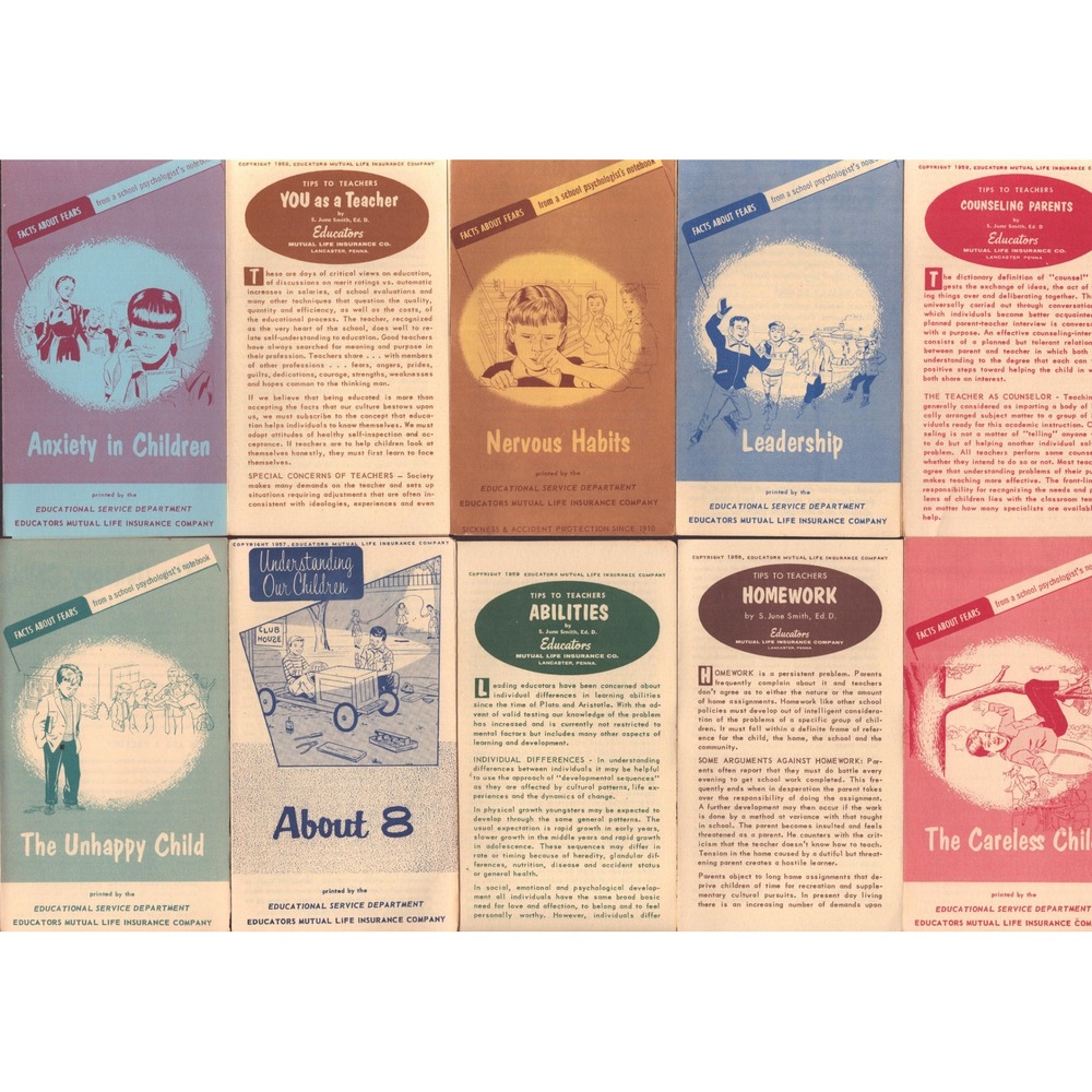 Vintage 1950s Educators Mutual Life Insurance Child Psychology Pamphlets Lot - Picture 2 of 5